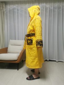 Home Bath Robe Ins Letter Print Jacquard Sleepwear Yellow Soft Touch Casual Robes Hotel Nightgown