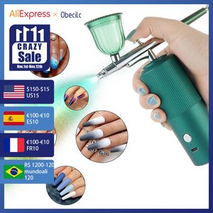 Home Beauty Instrument 0,3 mm Airbrush Air Compressor Nano Mist Spray Gun Skin Hydraterend gebruik voor Nail Art Tool Cake Painting Craft kleurplaat Diy T-shirt 221104