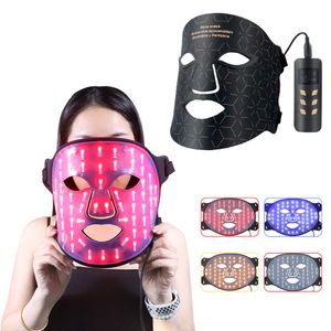 Home Beauty Instrument 4 couleurs LED Face Masque Silicone Gel Spa Th￩rapie Light Th￩rapie pour le cou de la peau LEC