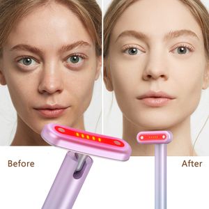 Instrumento de belleza para el hogar 4 en 1 Terapia de luz roja Herramienta para el cuidado de la piel para el cuello de la cara Masaje de microcorriente EMS Varita de estiramiento de la piel antienvejecimiento 221124