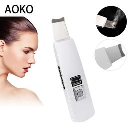 Home Beauty Instrument Aoko Skin Scrubber Ultrasonic Facial Cleanser Remocalización Blackhead ion Limpieza profunda Equipo de cuidado de atención Q240507
