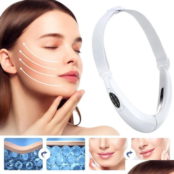 Instrumento de belleza para el hogar Dispositivo de estiramiento facial Ems Masr para microcorriente V Vendaje para adelgazar facial Luz LED Reducir la belleza de la barbilla doble Appa Dhjly