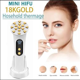 Home Beauty Instrument est 4 in 1 Mini HIFU Machine Ultrasound RF Lifting Device EMS Lift Firm Aanscherping Huid Rimpel Gezichtsverzorging Beauty Tools