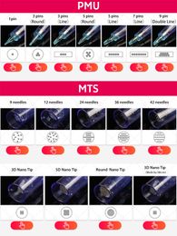 Cartouches d'aiguilles de maquillage permanentes - Precision MTS 1RL-42N2 pour les lèvres et les yeux