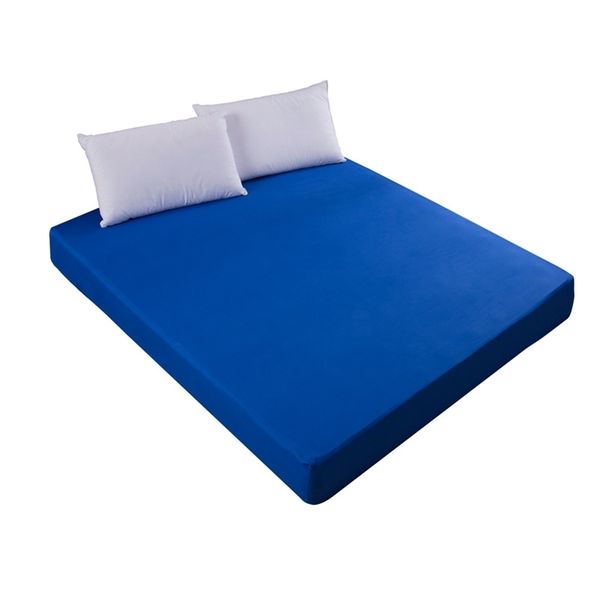 Accueil Couvre-lit Drap-housse Draps solides avec bande élastique Double Queen King Size Housse de matelas 100% polyester Housse anti-poussière 201218