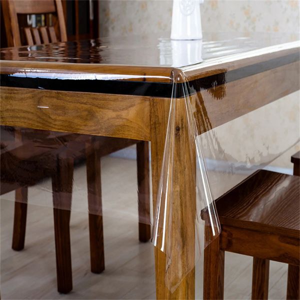 Accueil Clear en vinyle Protecteur Protecteur Impermétrique / résistant à l'huile Easy Clean Transparent Feet Table Couvrette 48 x 60NCH