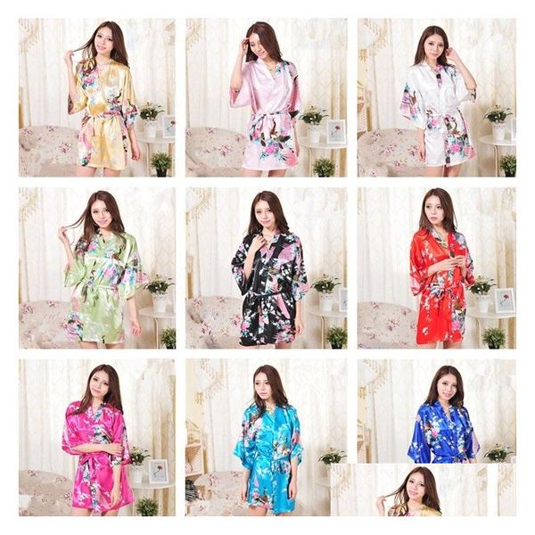 Accueil Vêtements 14 Couleurs S-Xxl Sexy Femmes Kimono En Soie Japonaise Robe Pyjamas Chemise De Nuit Vêtements De Nuit Fleur Cassée T2I245 Drop Delivery Dhams