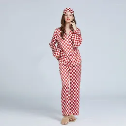 Pyjama classique en soie à damier pour femmes, vêtements de maison, 19mm, bon prix, vêtements de nuit respirants de haute qualité
