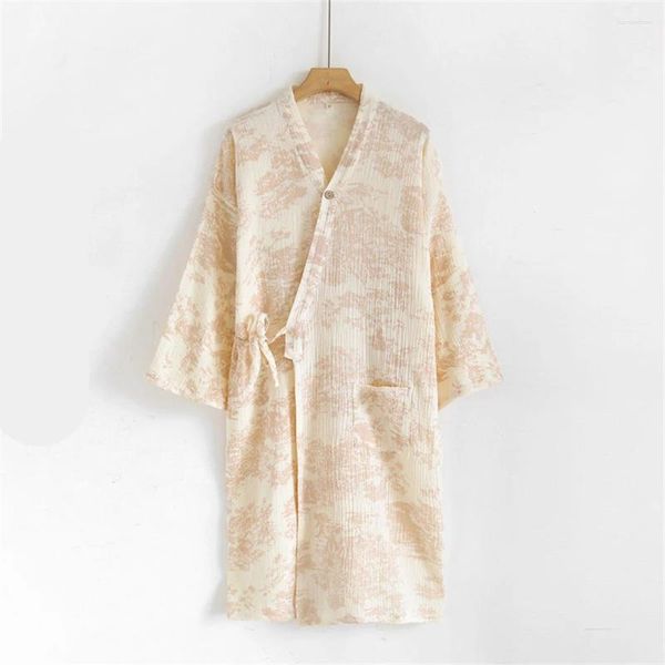 Vêtements à domicile 1pcs Femmes Style japonais Kimono Nightgown Lady Cotton Spring Summer Thin Wack Bathrobe Pyjamas Lacet-Up Costume Slembear