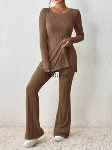 2023 Casual Herfst Vrouwen Pyjama Sets Slim Fit Thuis Kleding Winter Lange Mouw Top Shirt Effen Kleur Broek Dame pak Setvaiduryd