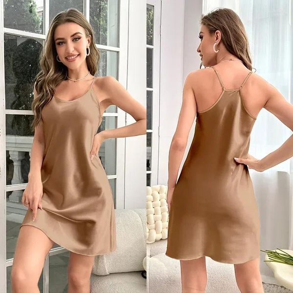 Accueil Vêtements 2024 Amazon's Lates Summer Ice Silk Frock Sling Chemise de nuit sexy en satin pour le visage