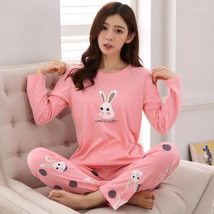 Vêtements à domicile 2024 Ensembles de pyjamas en coton automne pour femmes Pyjama à manches longues 90s filles mignonnes dessin animées Lounge Porte des vêtements