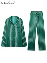 Vêtements à domicile 2024 Manches longues Collier de baisses 19 mm 93% Real Silk Femmes Vertiacal Stripe Pajamas Set Pocket Two-Deux Nightswear S38005QM