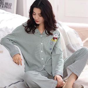 Vêtements à domicile 2024 pyjamas automne coton pur coton long cardiganhome meuble servir lingerie pyjamas femmes pijama féminino nocturnes hiver