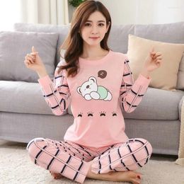 Home Kleding 2024 Women Fashion Pyjamas Sets RN-9 Autumn Winter Lange Mouw Print Cute Sleepwear Girl Pijamas Mujer Leisure Student Pajama