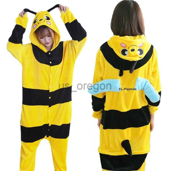 Accueil Vêtements Anime adulte Kigurumi Cosplay Cosplay Bee Costume Fomen Animal HoneyBee Onepieces Sleepwear Cartoon Fleece Jumps Curchs Pyjamas X0902