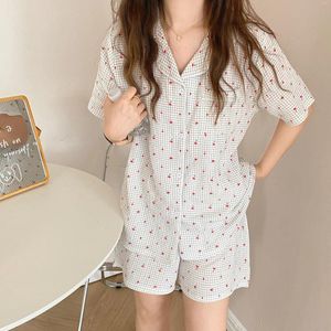 Vêtements à domicile Alien Kitty 2024 Chic Géométrique Vinage Vintage Two Piece Sangs Cotton Femme Summer Homewear Pyjamas Nightwear Slembear