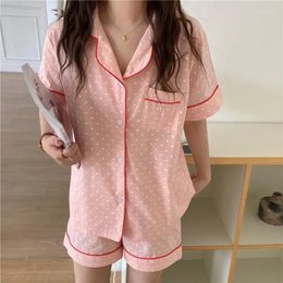 Vêtements à domicile Alien Kitty Cotton Habots Cœurs imprimées Tous 2024 Gentle Summer Casual High Quality Loose Two Piece Pajamas Sets