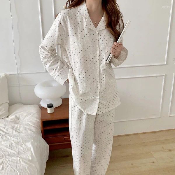 Ropa para el hogar gatito alienígena lunares gentiles mujeres chic algodón coreano 2024 pijama suave dulce ropa de dormir linda ropa linda