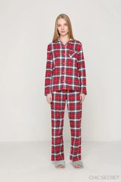 Ropa en el hogar Autumn and Winter Women Fashion Flannel Flannel Pajama Pajama Conjunto de algodón de algodón de algodón térmico femenino