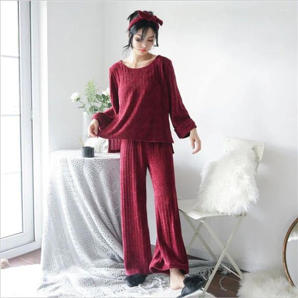 Vêtements à domicile automne et pantalon à manches longues pour femmes d'hiver sets de pyjamas à la mode des vêtements de lèvres de la mode 