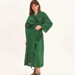 Thuiskleding Autumn European en Amerikaans katoenen linnen Long-mouwen Nachthemd lange groene pyjama's Groothandel Women Bathrobe Comforta