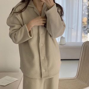 Accueil Vêtements Autumn Summer Spring Color solide Pyjama Femmes Femmes Pyjamas Coton Pyjamas Long Slembear Girl Pijama Mujer Night Suits Hortwear