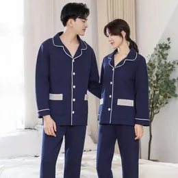 Vêtements de maison automne épaississeur 2pcs pyjamas costume couple à manches longues lingerie intime de coton décontracté pyjamas