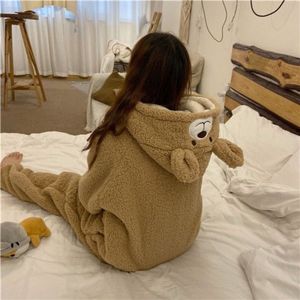 Women's Kigurumi Bear Bunny Hooded Onesie | Cozy Fleece Pajamas | Cute Animal Winter Sleepwear | Warm Kawaii Nightwear Jumpsuit
