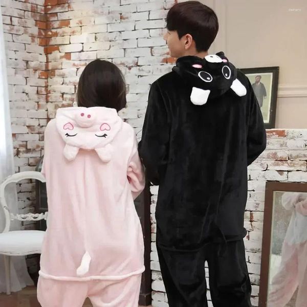 Ropa de casa cerdo negro Kigurumi Onesies Anime dibujos animados mujeres hombres pijamas Halloween Navidad Cosplay Pijama de cuerpo completo