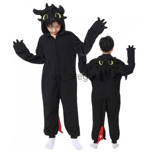 Vêtements pour la maison Noir Blanc Enfants Kigurumi Onesie Adultes Femmes Hommes Pyjamas Animaux Costumes d'Halloween Cosplay Combinaison Cadeau de Noël x0902