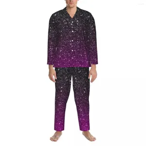 Vêtements à domicile Bling Star Pajama SetS Stars Spring Aut Out Tonight Galaxy Daily Sleepwear Male 2 Pieces Astomytic Oversize Graphic Costume