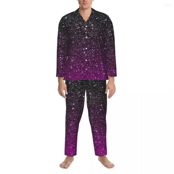 Inicio Ropa Conjuntos de pijamas de estrellas ostentosas Las estrellas de primavera salen esta noche Galaxy ropa de dormir diaria para hombre traje gráfico de gran tamaño estético estético de 2 piezas