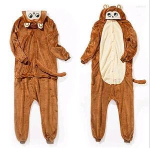 Home Kleding Bruine Monkey Anime Oesies vrouwen dieren slaapkleding set kigurumi volwassen dames pyjama's flanel winter unisex