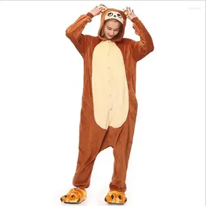 Inicio Ropa Mono marrón Conjunto de pijamas divertidos Adulto Kigurumi Onesie Invierno Cálido Animal Con capucha Dibujos animados Una pieza Mujeres Niñas Ropa de dormir Mono