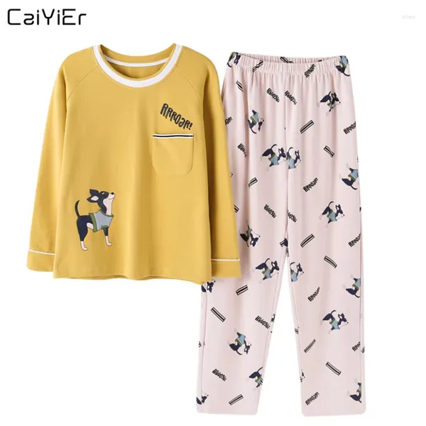 Vêtements à la maison Caiyier mignon de pyjama en coton féminin ensemble vêtements de sommeil