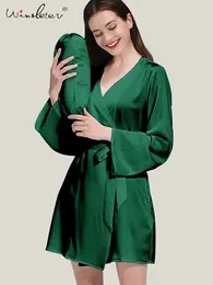 Home kleding chique zijdeachtige slaapkleding dames elegant nachthemd 22momme pure zijden mini gewaad voor vrouwen 2024 natuurlijke pyjama's p3d035qm
