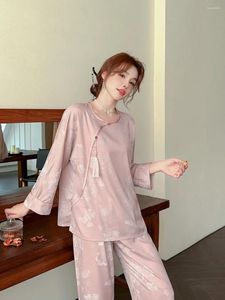 Vêtements à la maison style chinois jacquard pyjamas pyjamas printemps et automne de glace en soie à manches longues