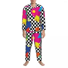 Vêtements de maison colorés Memphis Pyjama Male Male Shapes Rétro 1980 Chambre de chambre chaude