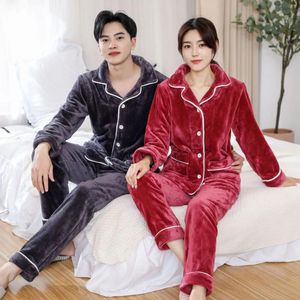 Thuiskleding koraal fleece nachtwear 2 stks pyjama's passen inpakken lange mouwen intieme lingerie casual huiskleding slaapset warme pyjama's