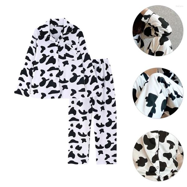 Vêtements à la maison Coton Night Suit pour femmes pour femmes Vache Pyjamas Girls Longue manches