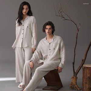 Maison de vêtements couple pyjamas hommes femmes coton pur coton sommiers colliers de remin-dow