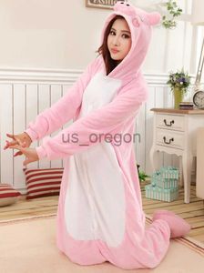 Accueil Vêtements Mignon Cochon Rose Unisexe Adulte Onesie Pyjamas Flanelle Cosplay Animal One Piece Halloween Costume Vêtements De Nuit Homewear Pour Femmes Filles x0902