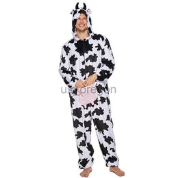Eraspooky Adulte Vaches Pyjamas Femmes Onesies À Capuchon Hommes Full Body Vêtements De Nuit Animal Kigurumi Cosplay Carnaval Costume De Noël x0902