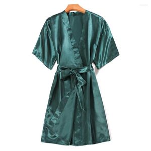 Maison vêtements mode femmes pyjamas robe dames kimono satin glace de soie estime sexy cardigan peignoir de maison solide de nuit solide avec ceinture