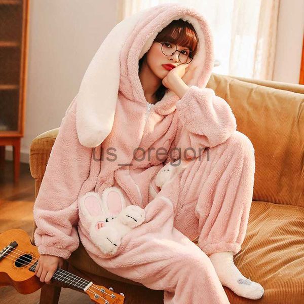 Ropa para el hogar Chica Invierno Cálido Animal de dibujos animados Pijamas de una pieza Poliéster Cómodo Encantador Corazón de niña Ropa de ocio Cosplay con cremallera x0902