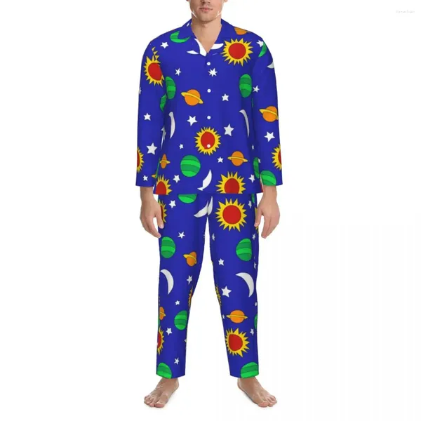 Inicio Ropa Conjuntos de pijamas celestiales góticos Lost In Space ropa de dormir cómoda para hombres traje de dos piezas informal suelto de manga larga para dormitorio