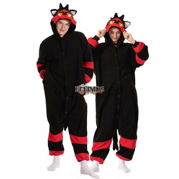 Vêtements pour la maison Halloween Onesie Cartoon Pyjama noir pour adultes enfants femmes hommes animaux Kigurumis pyjamas Homewear Cosplay Party Costume S M L XL x0902