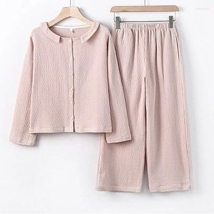 Vêtements à domicile Pyjama de coton de haute qualité ensemble pour les femmes au printemps automne aux vêtements décontractés Pyjamas Night Sleep Sleep Long Manchers Pantalons