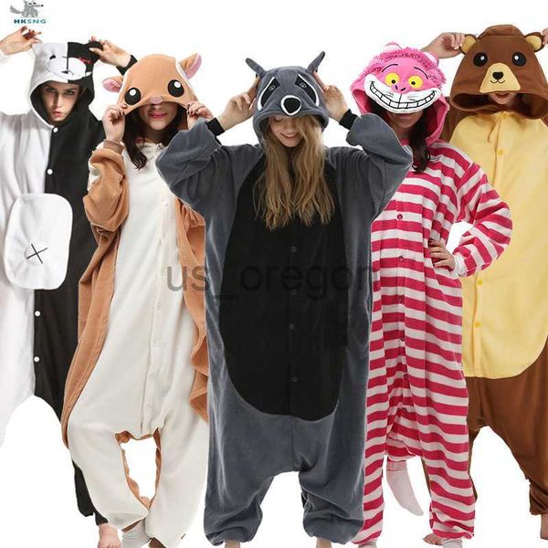 Ropa para el hogar HKSNG Kigurumi Animal Adultos Gato Oso Tiburón Onesies Pijama Mapache Disfraces Dragón Mono Regalo de Navidad x0902